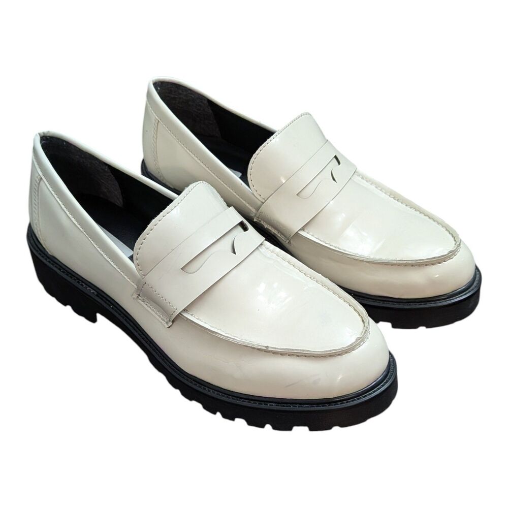 Steve Madden Lotto White & Black Chunky Patent Loafers Women's Size 10 Comfort